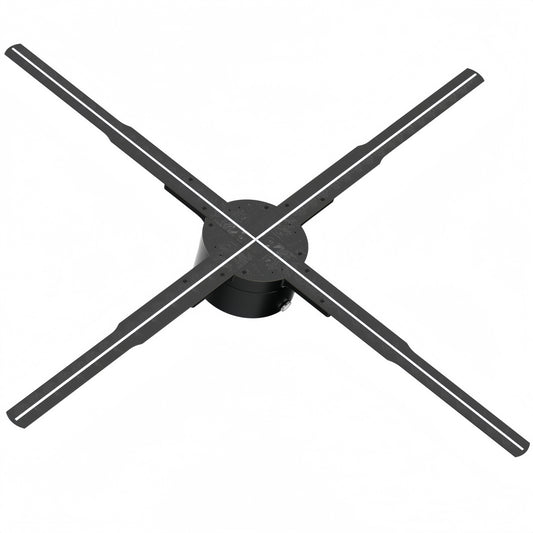 Large 65cm HoloX Ultra hologram fan with four-blade LED rotor on a white background.