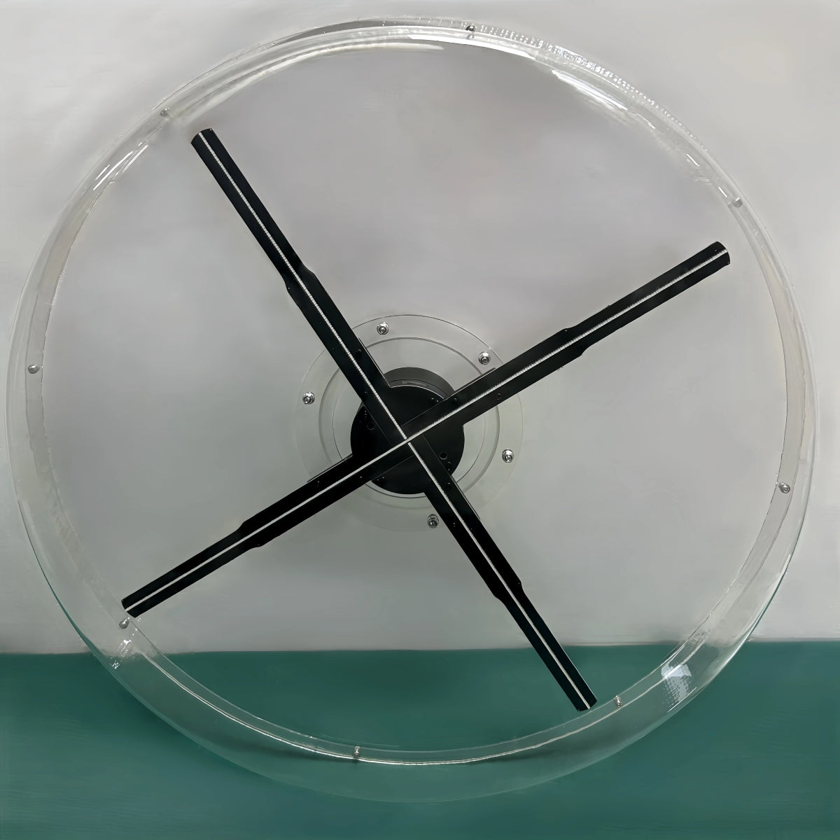 Clear protective cover with hologram fan blades inside