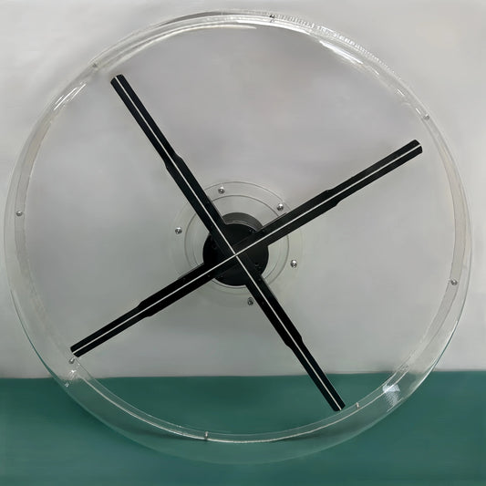 Clear protective cover with hologram fan blades inside